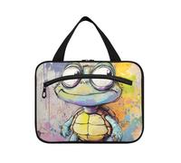 EtherSpher Cartoon Cute Green Turtle borsa da viaggio borsa cosmetica da viaggio con gancio, designer essenziale borsa da toilette impermeabile per mamma viaggio estuches para maquillaje L, Tartaruga