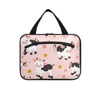 EtherSpher Cartoon Cute Mucca Rosa appeso articoli da toeletta borsa da viaggio donna con gancio, designer necessità trucco borsa per auto per viaggio essenziale bagno porta cosmeticos mujer para