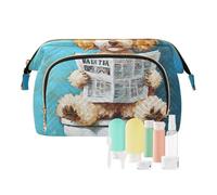 EtherSpher Cartoon Cute Oil Painting Sense Dog Cosmetic Bags Portatile Grande Make Up Bag Donne Borsa Moneta per Custodie di Carta Organizzatori di Soldi, Cane sveglio di senso della pittura a olio