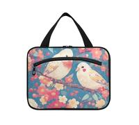 EtherSpher Cartoon Cute White Bird Flowers appeso borsa da viaggio kit da toilette con gancio, designer carino borsa da viaggio articoli da toeletta per viaggiatore hotel maleta para maquillaje L