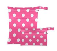 EtherSpher Cartoon Dot Hot Pink Zip Wet Dry Bag 2 Pack Travel Essentials per volare con maniglie per piscina, asilo nido