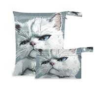 EtherSpher Cartoon Funny American Shorthair Cats Grieved borse riutilizzabili per costumi da bagno Confezione da 2 borse bagnate per costume da bagno con manici per yoga, spiaggia