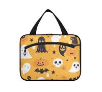 EtherSpher Cartoon Ghosts Pumpkin Skeletons Bats Orange Hanging Travel Makeup Bag per le donne con gancio, designer essenziale trucco organizzatore borsa per le donne viaggio bolsos para hombre L