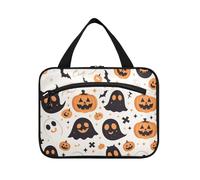 EtherSpher Cartoon Ghosts Zucca Scheletri Bianco appeso borsa da toilette da viaggio per le donne con gancio, designer moda organizzatore cosmetico per gli elementi essenziali per le donne hotel bolso