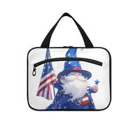 EtherSpher Cartoon Gnome Bianco 4 luglio Giorno dell'Indipendenza appeso borse da viaggio cosmetiche per le donne con gancio, designer lavabile impermeabile borsa cosmetica per gli elementi essenziali