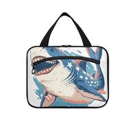 EtherSpher Cartoon Great White 4th Of July Independence Day appeso borse da toilette da viaggio per le donne con gancio, borsa da barba espandibile di design per gli uomini per le donne che viaggiano