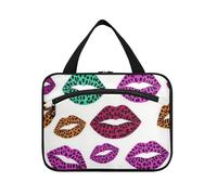 EtherSpher Cartoon Leopard Print Lip appeso borsa da toilette per le donne con gancio, designer carino trucco cosmetico borsa per le donne must have palestra envase para profumo de L, Labbro stampa