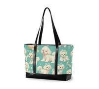EtherSpher Cartoon Puppy Dog Sea Blue moda tote bag per le donne con cerniera tela tote bag per la mamma con pranzo maletín para laptop mujer