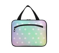 EtherSpher Cartoon Rainbow Gradation Dot appeso borsa trucco con scomparti con gancio, designer borse medicina multifunzionale per le donne must haves hotel bolso viajero para mujer L, Punto di