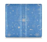 EtherSpher Cartoon Religion Moon Star Blue PU Leather Car Registration and Insurance Card Holder Vehicle Glove Box per patente di guida, carte e documenti essenziali