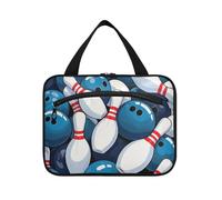 EtherSpher Cartoon Sports Bowling Bianco e Blu appeso grandi borse cosmetiche per le donne con gancio, designer necessità kit borsa per gli uomini per crociera viaggio hotel maleta para maquillaje L