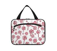 EtherSpher Cartoon Style Candy Canes Merry Christmas appeso make up bag organizer con gancio, accessori di design borsa per la cura della pelle per le donne kit da viaggio de para mujer L, Stile