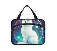 EtherSpher Cartoon Tarocchi Astrologia Gatto bianco appeso borsa da viaggio appeso con gancio, design borsa espandibile con scomparti per crociera viaggio viaggio organizador de maquillaje para L