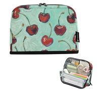 EtherSpher Cherry Fruit Green Art Painting Pencil Custodia per il trasporto di matite di grande capacità Custodia morbida organizer per le donne Scuola media cartuchera para lapices nina grandes