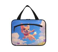 EtherSpher Chibi stile cartone animato carino cane marrone appeso custodia da viaggio per articoli da toeletta con gancio, borse portatili di design per gli uomini per viaggiare donne vacanza maleta