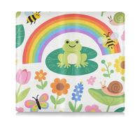 EtherSpher Childish Illustrazione Rana Farfalla Arcobaleno Fiore Ape Colorato In Pelle Auto Registrazione & Assicurazione Titolare Della Carta Del Raccoglitore Accessori Caso per Carte, Essenziale