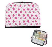 EtherSpher Childish Peach Strawberry Polka Dot Pencil Case Bag Grande Capacità Trucco Borse Ampia Apertura Moneta per le Donne Scuola Media útiles escolares para ninas