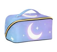 EtherSpher Childish Star and Moon - Borsa per cosmetici con divisori, impermeabile, con cerniera, verticale, autoportante