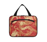 EtherSpher Cinese Golden Dragon appeso medicina borsa per viaggiare con gancio, designer pieghevole make up bag per viaggio deve vacanza bolso de mano para hombre L, Drago d'oro cinese, Large