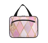 EtherSpher College Chic rosa e oro appeso borse cosmetiche per le donne con gancio, designer borsa da barba espandibile per gli uomini per le donne crociere bolsa para maquillaje L, College Chic Rosa