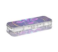 EtherSpher Colorato Glitter Tarocchi Astrologia Mucca Progettato Trasparente Matita Scatola di Plastica Doppio Deck Pen Contenitori di Stoccaggio Per Forniture Di Cancelleria Con Coperchio