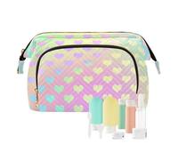 EtherSpher Colorato Laser Design Cuore Borsa Da Viaggio Leggero Grande Make Up Bag Donne Cash Portafoglio per Toiletry Kit Da Viaggio Organizer, Cuore colorato design laser, 1 size
