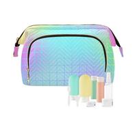 EtherSpher Colorato Laser Design Quadrati Trucco Borse Essenziali Trucco Organizzatore Borsa Gioielli per Le Donne Viaggio, Quadrati colorati di progettazione del laser, 1 size