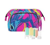 EtherSpher Colorato Neon Cartoon Carino Unicorni Cosmetici Bag Leggero Trucco Borsa Con Maniglia Donne Contanti Portafoglio per Viaggio Toiletry, Colorato neon cartoon carino unicorni, 1 size
