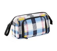 EtherSpher Colorato Plaids Blu Nero Penna Caso Grande Capacità Cerniera Matita Caso Multifunzionale per Studente Viaggi estuche para lapices gris