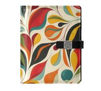 EtherSpher Colorato turbinii e foglie in pelle foderato notebook diario impermeabile copertina notebook in pelle per lavorare 6.7x9.2