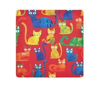 EtherSpher Colorful Cartoon Cats Red Make Up Bag Pouch Camera Lens Panno Magic Sticker Cosmetic Bag Organizer Wrap 21.7 X 21.7 Wrapper Trucco Per Le Donne, Gatti colorati del fumetto rosso,