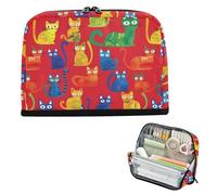 EtherSpher Colorful Cartoon Cats Red Pencil Bag Grande Capacità Trucco Sacchetti Carino Organizer Box per gli Uomini Preppy Scuola Forniture cartuchera escolar para ninos