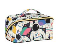 EtherSpher Colorful Cartoon Cute Astronauta Progettato Borse di Trucco con divisori Borsa Cosmetica Portatile Per Borsa con Scomparti & Maniglia