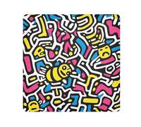 EtherSpher Colorful Cartoon linee irregolari Bee Cosmetic Bag Camera Lens panno magico autoadesivo viaggio articoli da toeletta Organizer Wrap 21.7 X 21.7 Wrapper per l'organizzazione, Colorato