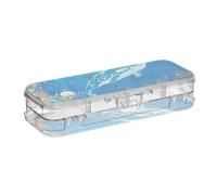EtherSpher Colorful Cartoon Underwater World Blue Whale Progettato Clear Pencil Box Plastica Doppio Strato Penne Scatole Caso Per Forniture di Cancelleria Con Coperchio A Scatto