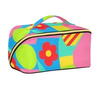 EtherSpher Colorful forme geometriche fiori rossi progettato cosmetici borsa con divisori borse trucco portatile per le donne verticale autoportante