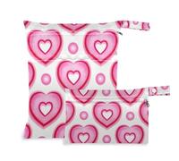 EtherSpher Colorful Gradient Heart Peach impermeabile sacchetto bagnato bambino 2 Pack elementi essenziali da viaggio per il bambino con maniglie per asilo nido, bagno