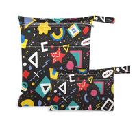 EtherSpher Colorful Graphics borse riutilizzabili per costume da bagno 2 Pack elementi essenziali da viaggio per bambino con manici per fare il bagno, viaggio