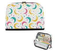 EtherSpher Colorful Moon Stars Pencil Case Grande Capacità Borse Penna Zip Organizer Box per Studente College Forniture scolastiche bolsas para maquillaje de mujer