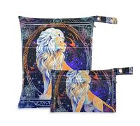 EtherSpher Colorful Mystic Tarot Astrology Lion lavabile impermeabile sacchetto asciutto 2 Pack essenziale da viaggio per bambini con maniglie per fare il bagno, yoga