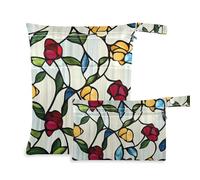 EtherSpher Colori pittura ad olio Sense Fiori borse con cerniera per spiaggia 2 Pack elementi essenziali da viaggio per volare con maniglie per viaggi, yoga