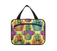 EtherSpher Cool Ananas Art Style appeso borsa da toilette per gli uomini con gancio, designer essenziale borsa cosmetica impermeabile per le donne deve lavorare bolsas para maquillaje L, Stile