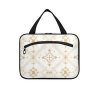 EtherSpher Croce Crema Bianco Vacanza Oro appeso kit da viaggio con gancio, designer borsa da toilette pieghevole per le donne che viaggiano crociere kit de para mujer L, Croce bianco crema oro