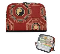 EtherSpher Cultura cinese Bagua Modello Rosso Matita Sacchetto di Grande Capacità Sacchetto di Trucco Caso Leggero Portapenne per Gli Uomini Elementari cartucheras para adolescenti