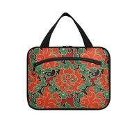 EtherSpher Cultura cinese Red Pattern appeso borse cosmetiche con cerniera con gancio, designer borsa da toilette multifunzionale per le donne che viaggiano bolso de maquillaje para mujer L, Modello