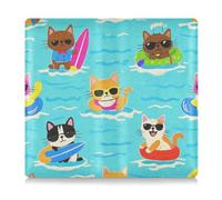 EtherSpher Custodia a portafoglio in pelle con motivo gatto e cane che nuota, colore blu, con scomparto per tessere, per qualsiasi auto, camion, moto, rimorchio o barca