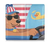 EtherSpher Custodia a portafoglio in pelle di alta qualità per il giorno dell'indipendenza del 4 luglio con simpatico cane marrone in stile cartone animato, per qualsiasi auto, camion, moto, rimorchio