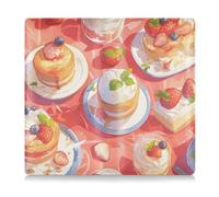 EtherSpher Custodia a portafoglio in pelle rossa con torta alla frutta e dessert, per carta d'identità, patente di guida, chiavi di contatto, Dessert torta di frutta cartone animato rosso, 1 size