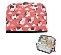 EtherSpher Custodia per il trasporto di matite a forma di cuore rosa con mucca volante borsa di stoccaggio con slot organizer per ragazzi adolescenti forniture scolastiche lapicera para ninos