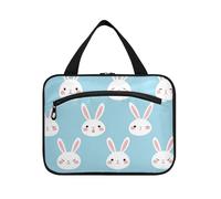 EtherSpher Cute Bunnies Blue appeso viaggio make up borse con gancio, designer essenziale rasatura kit borse per gli uomini per il viaggio deve viaggiare kit de para mujer L, carino coniglietti blu